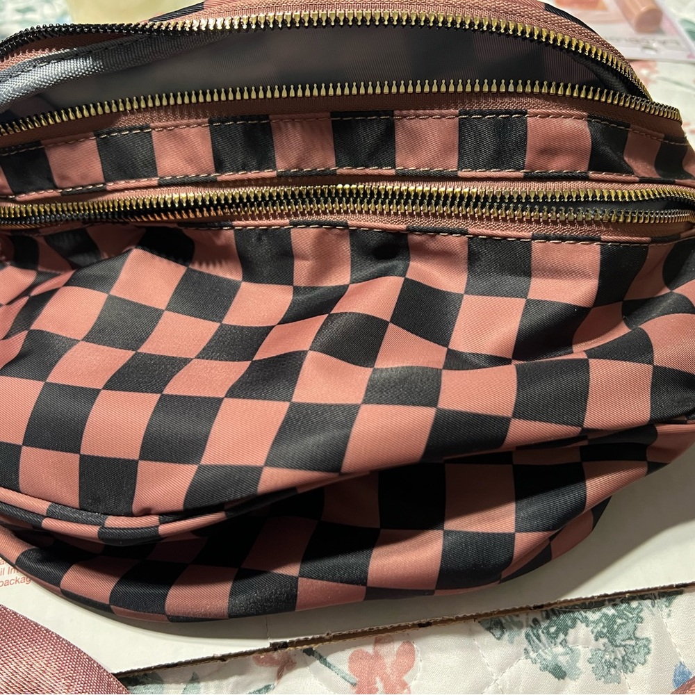 Checkered brown and Black Bum bag ideal for plus size. #plussize